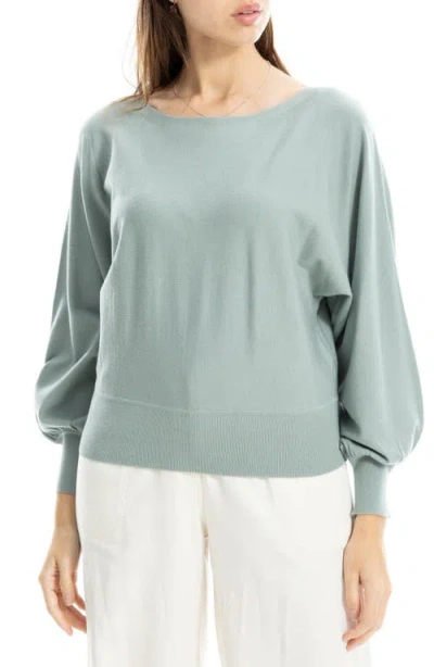 Max Studio Dolman Elbow Sleeve Sweater In Green