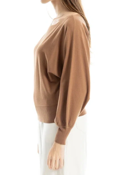 Max Studio Dolman Elbow Sleeve Sweater In Brown