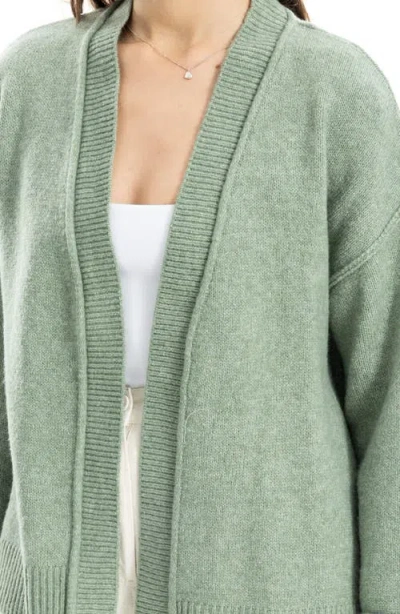 Max Studio Open Front Cardigan In Green
