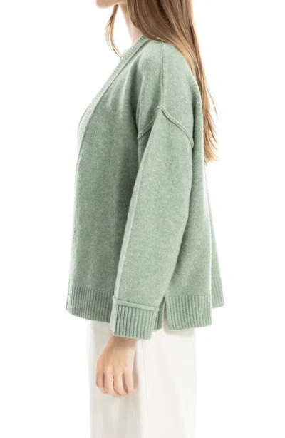 Max Studio Open Front Cardigan In Green