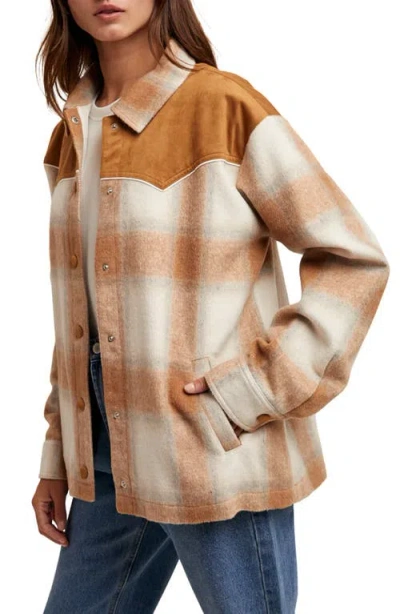 Wishlist Brushed Plaid Western Jacket In Brown