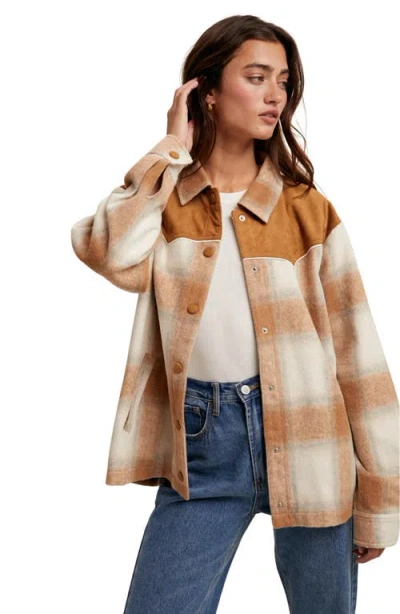 Wishlist Brushed Plaid Western Jacket In Brown