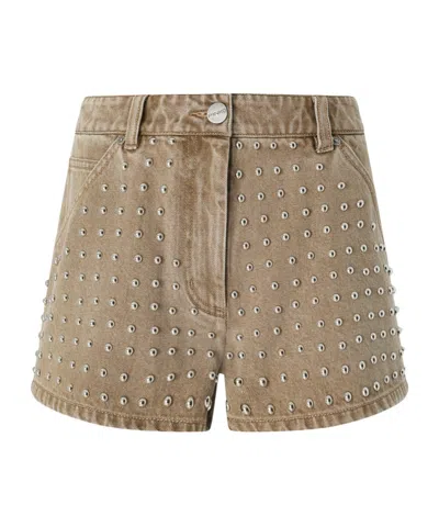 Pinko Stud-embellished Shorts In Brown