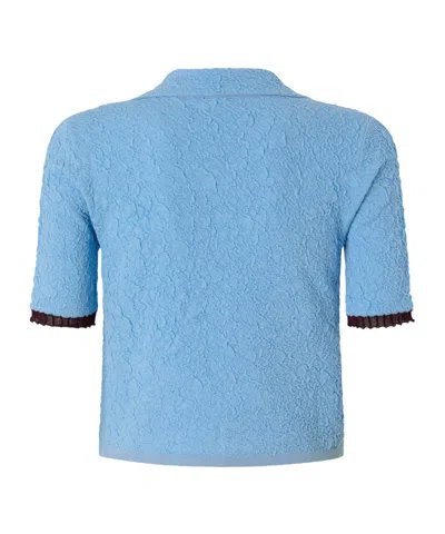 Pinko Short-sleeved Knitted Cardigan In Blue