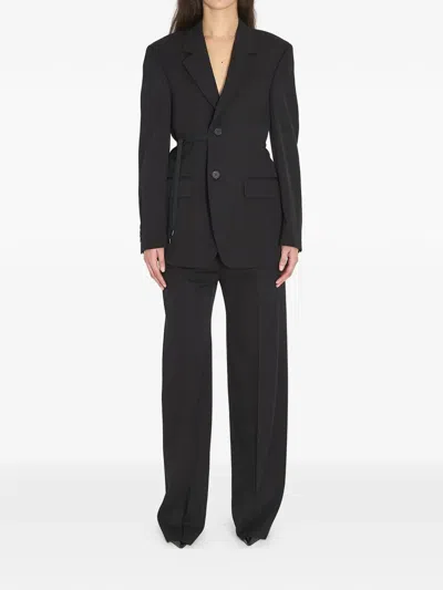 Balenciaga Tailored Wrap Wool Jacket Regular Fit In Black