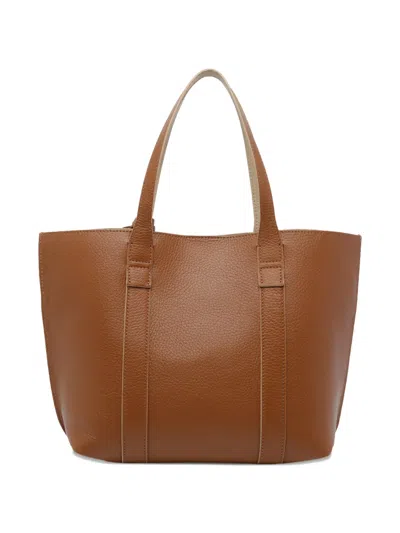 Hogan Hanging Accent Script Tote Bag In Brown