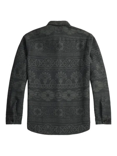 Rrl Abstract-pattern Overshirt In Black