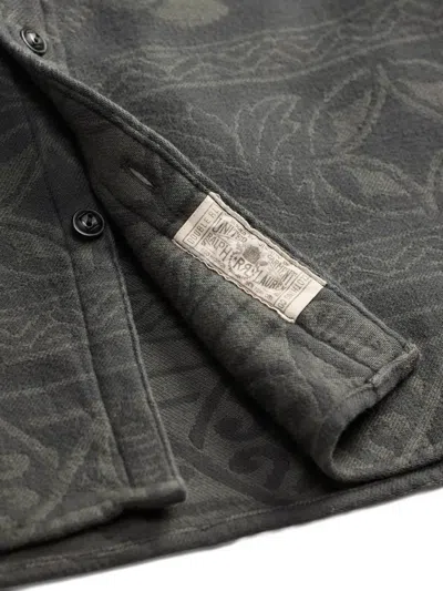 Rrl Abstract-pattern Overshirt In Black