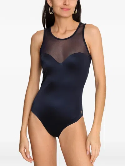Brigitte Mesh-panel Swimsuit In Blue