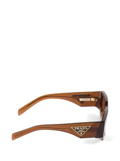 Prada Rectangle-frame Logo Sunglasses In Brown