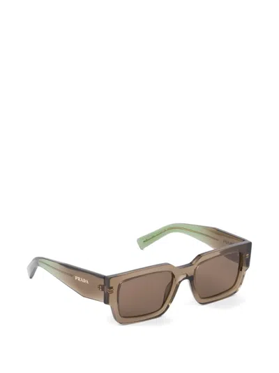 Prada Eyewear Rectangle Frame Sunglasses In Gold