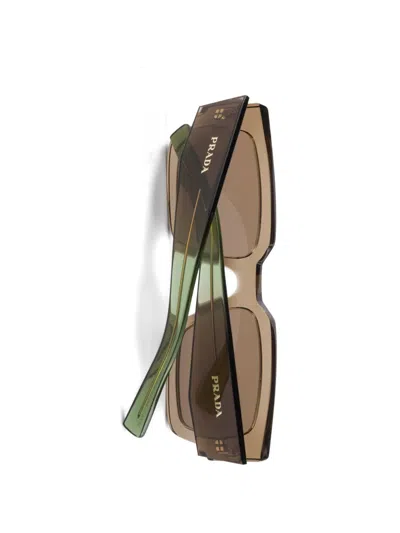 Prada Eyewear Rectangle Frame Sunglasses In Gold