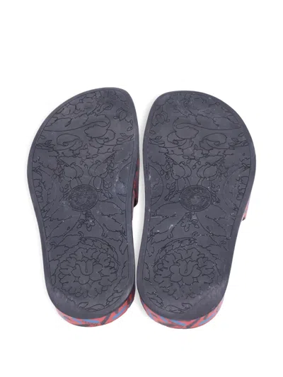 Pre-owned Versace Printed Slides In Red