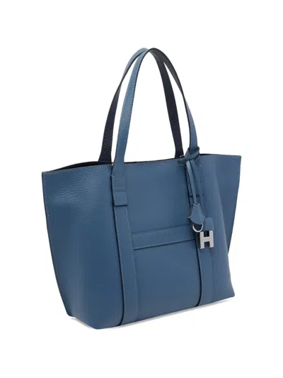 Hogan Script Shopping Bag Small In Blue