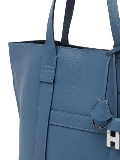 Hogan Script Shopping Bag Small In Blue