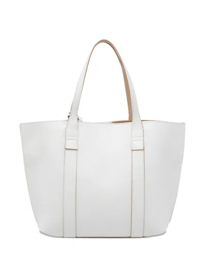 Hogan Script Shopping Tote Bag Top Handles Strap In White