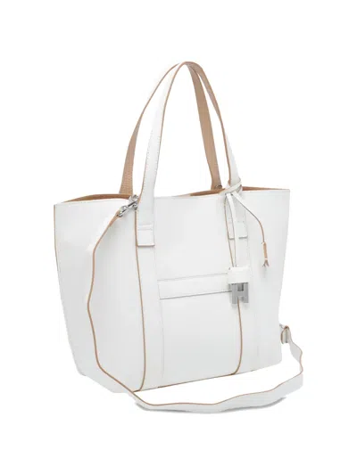 Hogan Script Shopping Tote Bag Top Handles Strap In White
