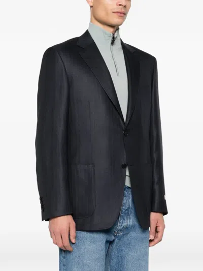 Canali Pocket Two-button Blazer In Blue