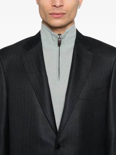 Canali Pocket Two-button Blazer In Blue