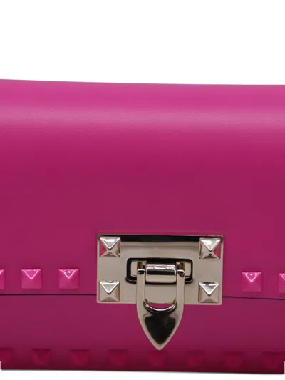 Pre-owned Valentino Garavani Rockstud Leather Shoulder Bag In Pink