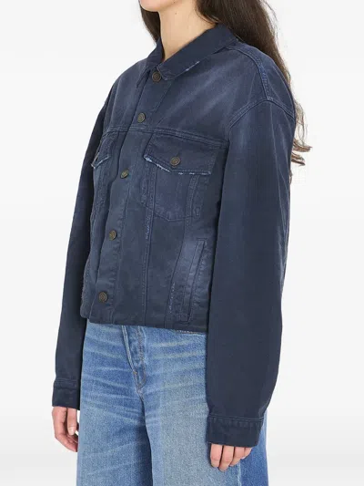 Balenciaga Pointed-collar Denim Jacket In Blue