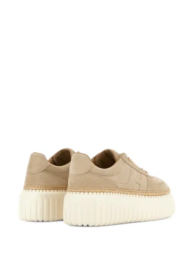 Hogan Light Biscuit H710 H-stripes Basket Sneakers In Multi