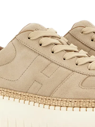 Hogan Light Biscuit H710 H-stripes Basket Sneakers In Multi
