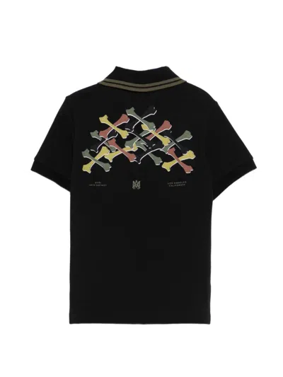 Amiri Striped-trim Polo Shirt In Black
