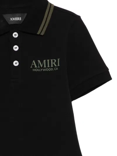 Amiri Striped-trim Polo Shirt In Black