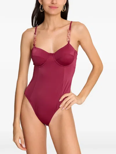 Brigitte Maíthe Strap-chain Swimsuit In Red