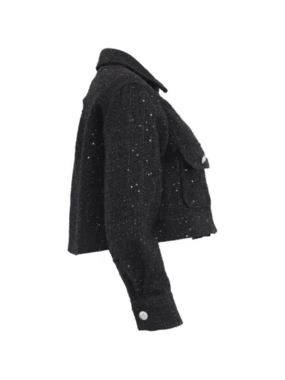 Pre-owned Maje Sequinned Tweed Jacket In Black