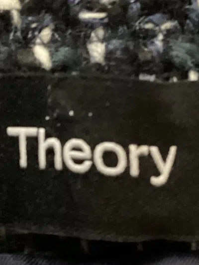 Pre-owned Theory Tweed Collarless Jacket In Blue