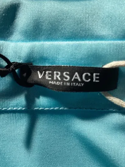 Pre-owned Versace Ruched Buttoned Shirt In Blue
