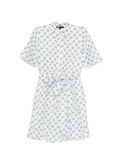 Maje Short Patterned Linen-blend Dress In White