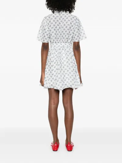 Maje Short Patterned Linen-blend Dress In White