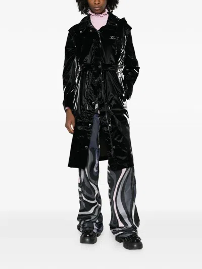 Karl Lagerfeld Transformable Drawstring Parka Coat In Black