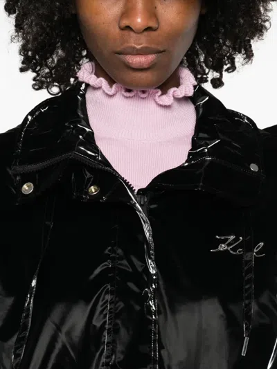 Karl Lagerfeld Transformable Drawstring Parka Coat In Black