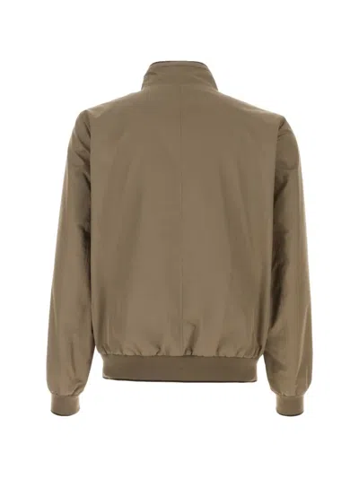 Moorer Polyester Manetti Jacket High Collar Design In Brown