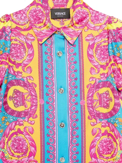 Versace Ruffled Printed Dress In Multi