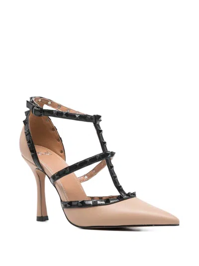 Exe' Angelia 815 Studded Heeled Pumps In Neutral