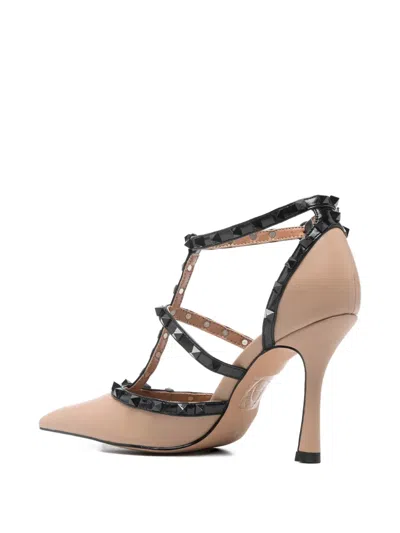 Exe' Angelia 815 Studded Heeled Pumps In Neutral