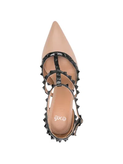 Exe' Angelia 815 Studded Heeled Pumps In Neutral