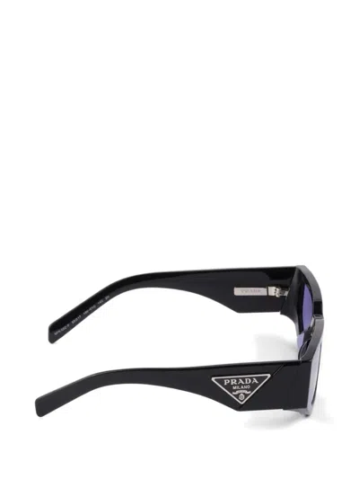 Prada Triangle-logo Rectangle-frame Sunglasses In Blue