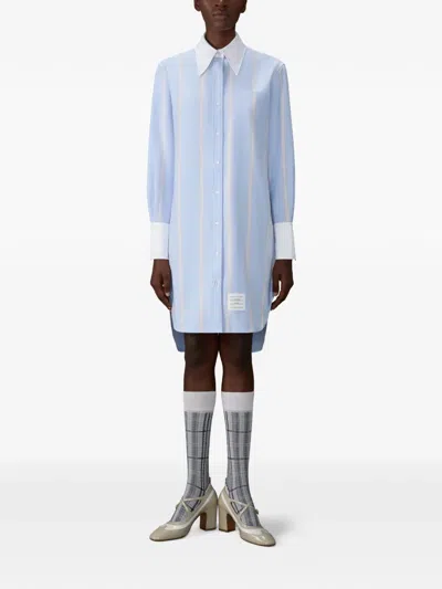 Thom Browne Striped-pattern Shirt Dress In Blue