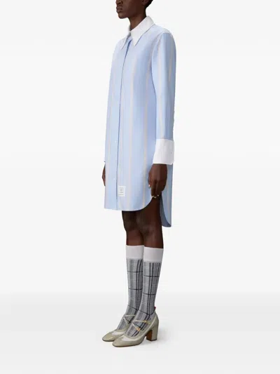 Thom Browne Striped-pattern Shirt Dress In Blue