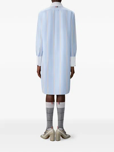 Thom Browne Striped-pattern Shirt Dress In Blue
