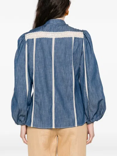 Zimmermann Awaken Lace-trimmed Denim Shirt In Blue