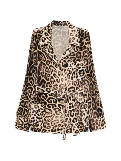 Ermanno Scervino Leopard-print Tie Jacket In Multi
