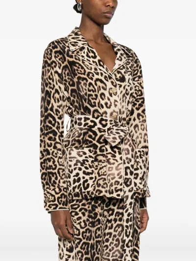 Ermanno Scervino Leopard-print Tie Jacket In Multi