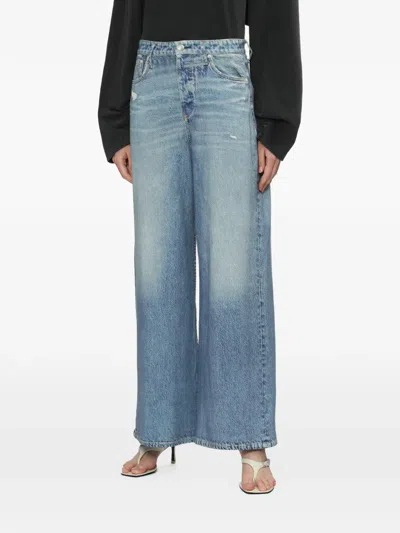 Rag & Bone Distressed Wide-leg Denim In Blue